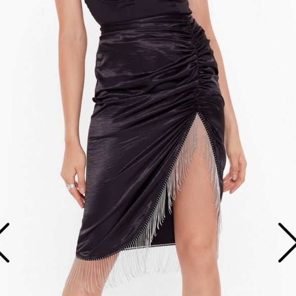 Dresses & Skirts - NWT SATIN FRINGE SKIRT